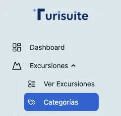 Menú de navegación con la sección Categorías