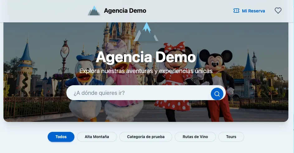 Portal del viajero con Mis Reservas y Favoritos