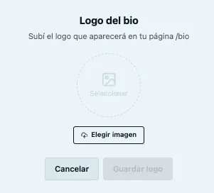 Modal para cargar el logo del Bio