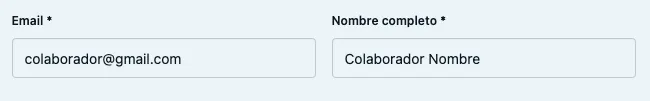 Campos de nombre y correo electrónico